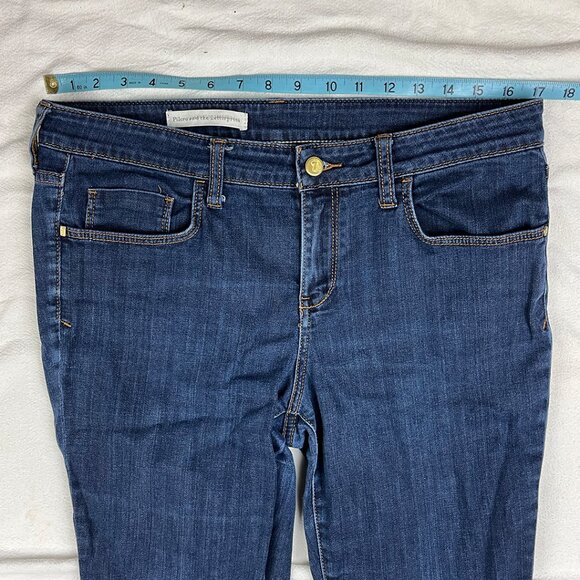 Anthropologie Pilcro Dark Wash Blue Jeans Sz 34 Stretch Denim Straight Mid-Rise - Picture 12 of 14